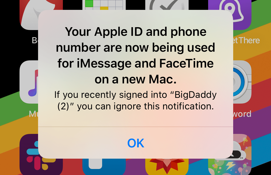 My Apple ID is being used on a new device apparently.