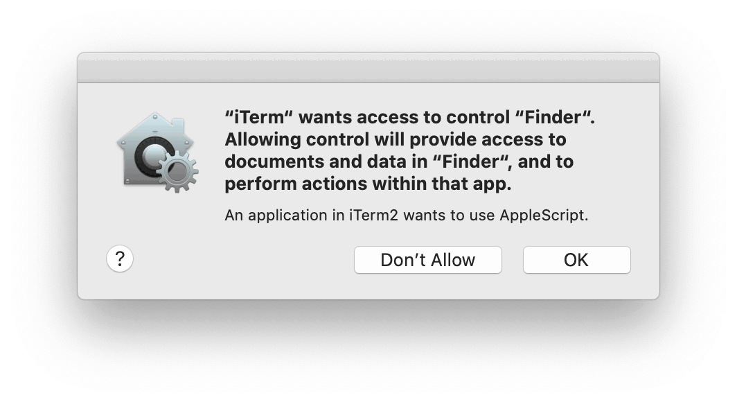 iTerm would like to control Finder