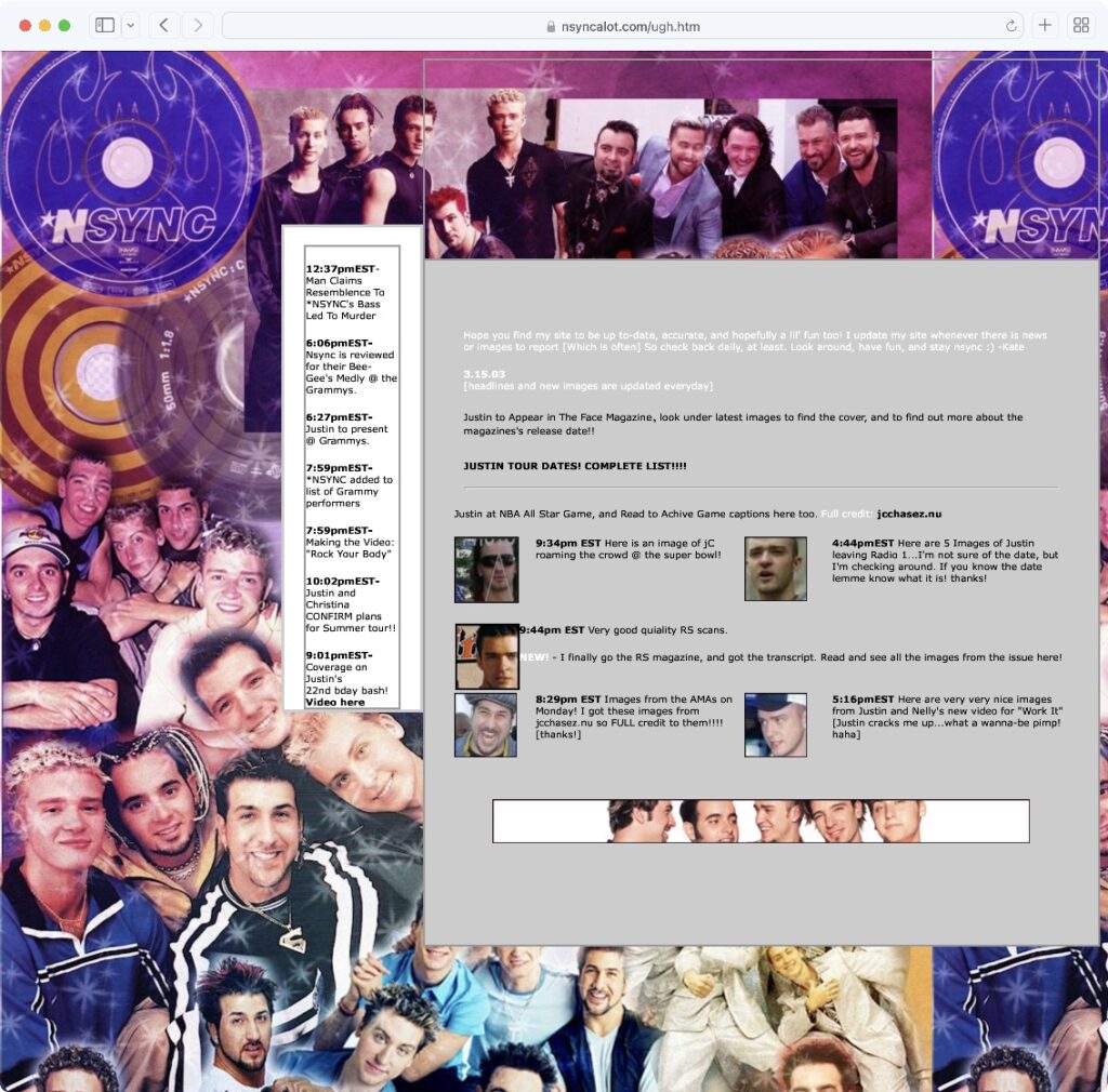 NSYNCalot.com screenshot