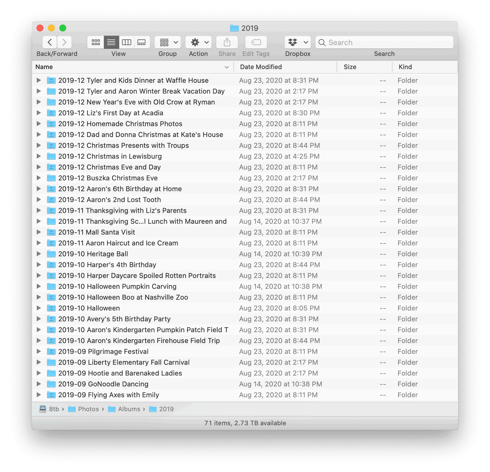 Finder photo albums screenshot