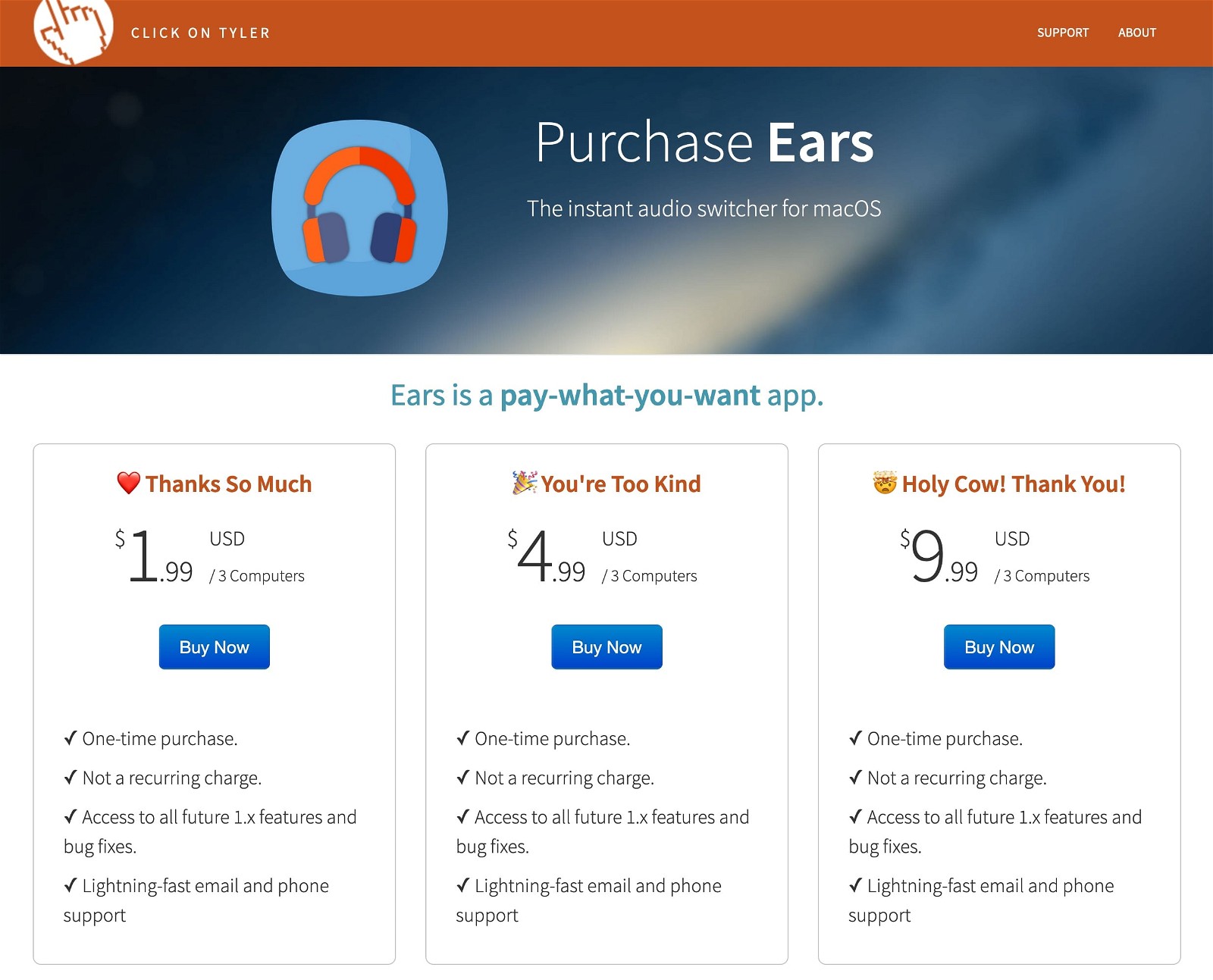 Ears Pricing Screenshot